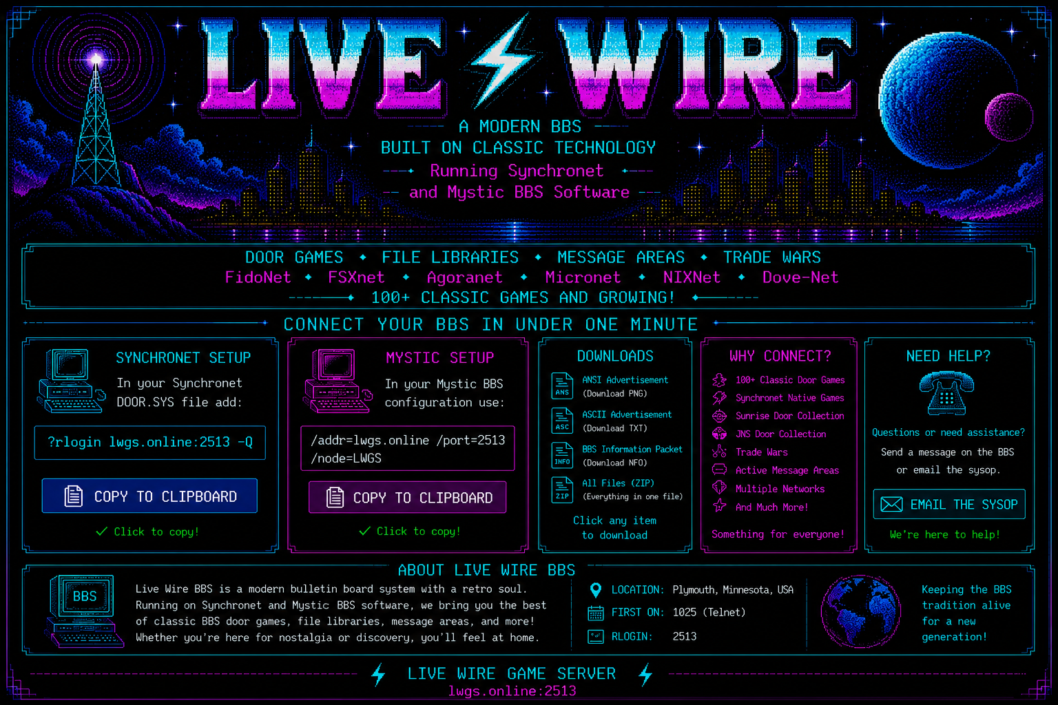 Live Wire BBS Game Server